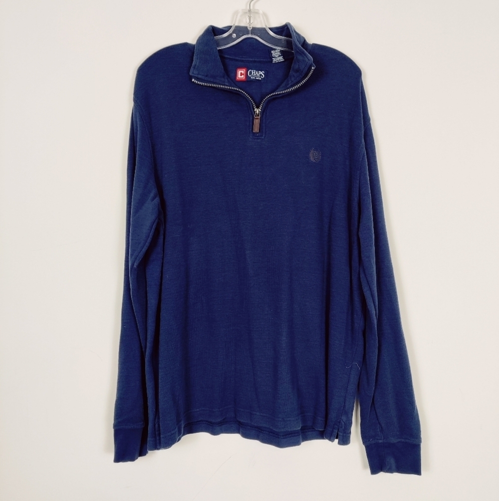 Chaps Men's Sweatshirt in Blue Size Large 100% Cotton Nautical Gorpcore